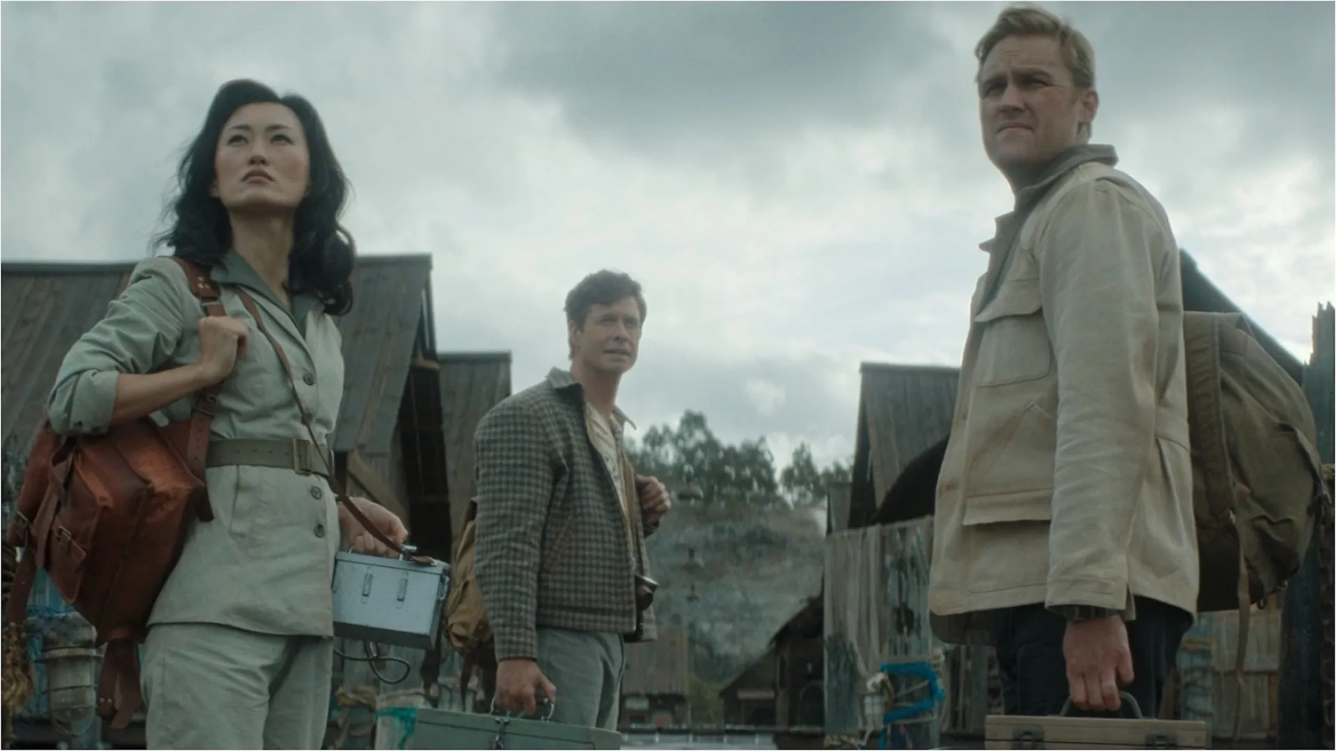 Mari Yamamoto, Anders Holm and Wyatt Russell in Monarch Legacy of Monsters Season 2