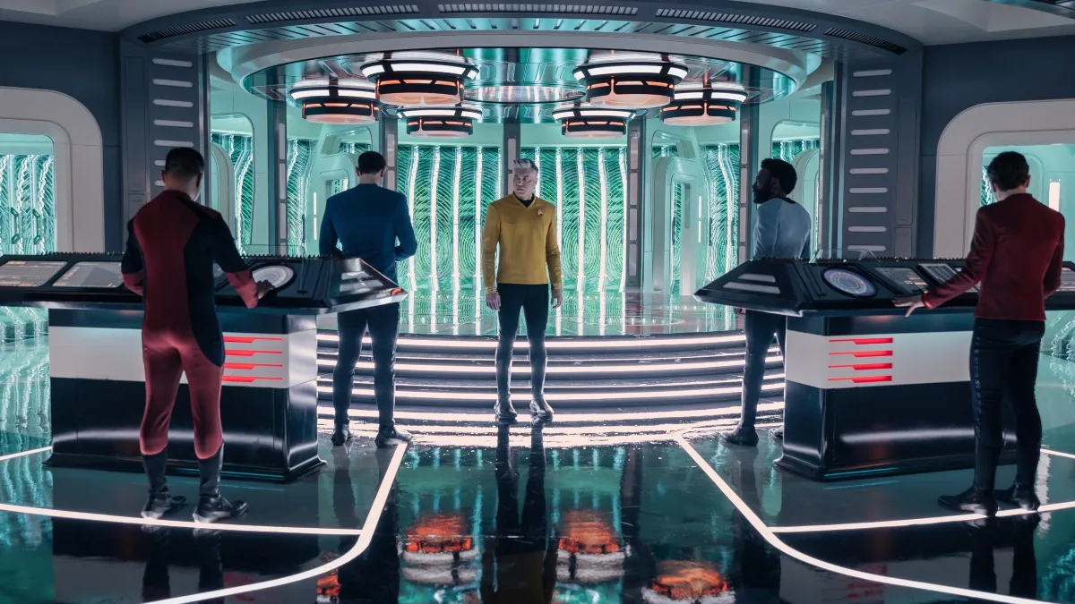 Anson Mount as Captain Pike in season 4, episode 1, of Star Trek: Strange New Worlds streaming on Paramount+, 2026. Photo Credit: Jan Thijs/Paramount+